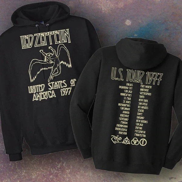 Led Zeppelin- 1977 North American Tour-Hoodie- Two Sided Print